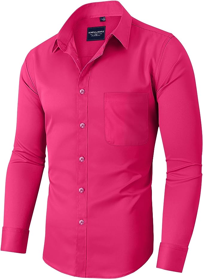 Men's Dress Shirts Wrinkle-Free Long Sleeve Stretch Solid Formal Busin DOZTEX Men's Dress Shirts Wrinkle-Free Long Sleeve Stretch Solid Formal Busin DOZTEX