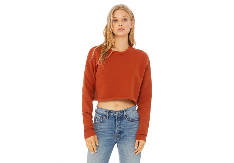 Wholesale Women's Cropped Crew Neck Long Sleeve Sweatshirts