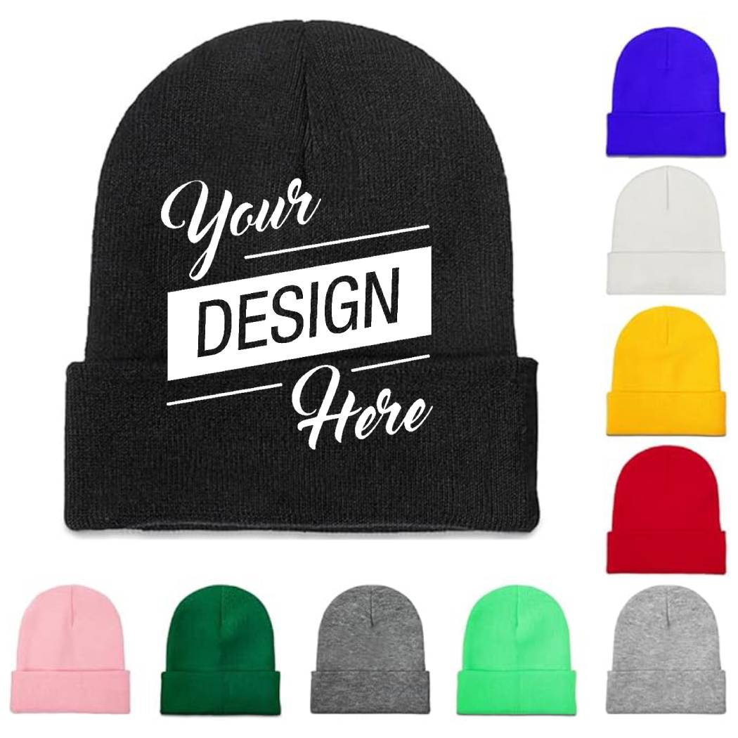 Unisex Custom Beanies, Personalized Beanie Hats, Promotional Bulk Beanies - All Colors