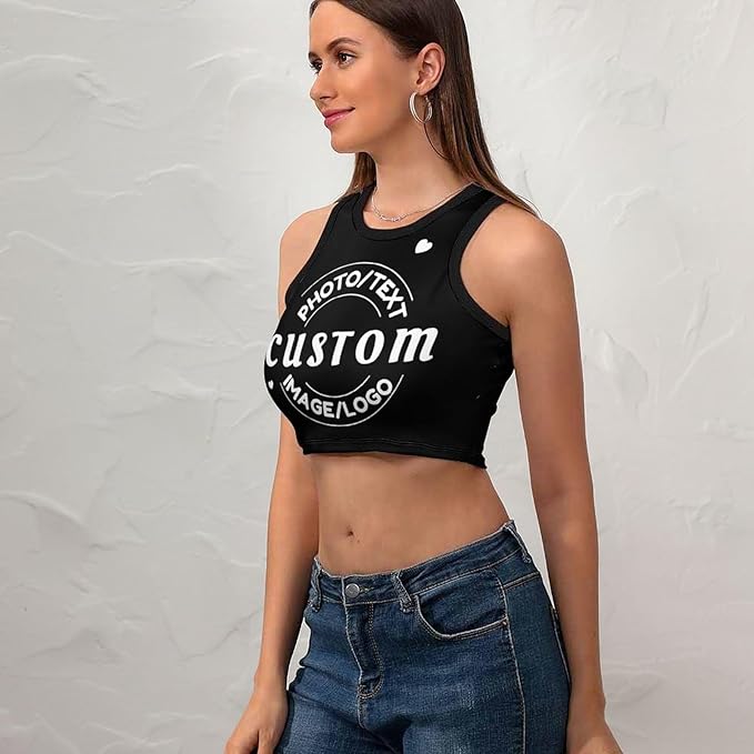 Women's Custom Crop Tops, Personalized Crop Bra, Promotional Tank Tops - All Colors