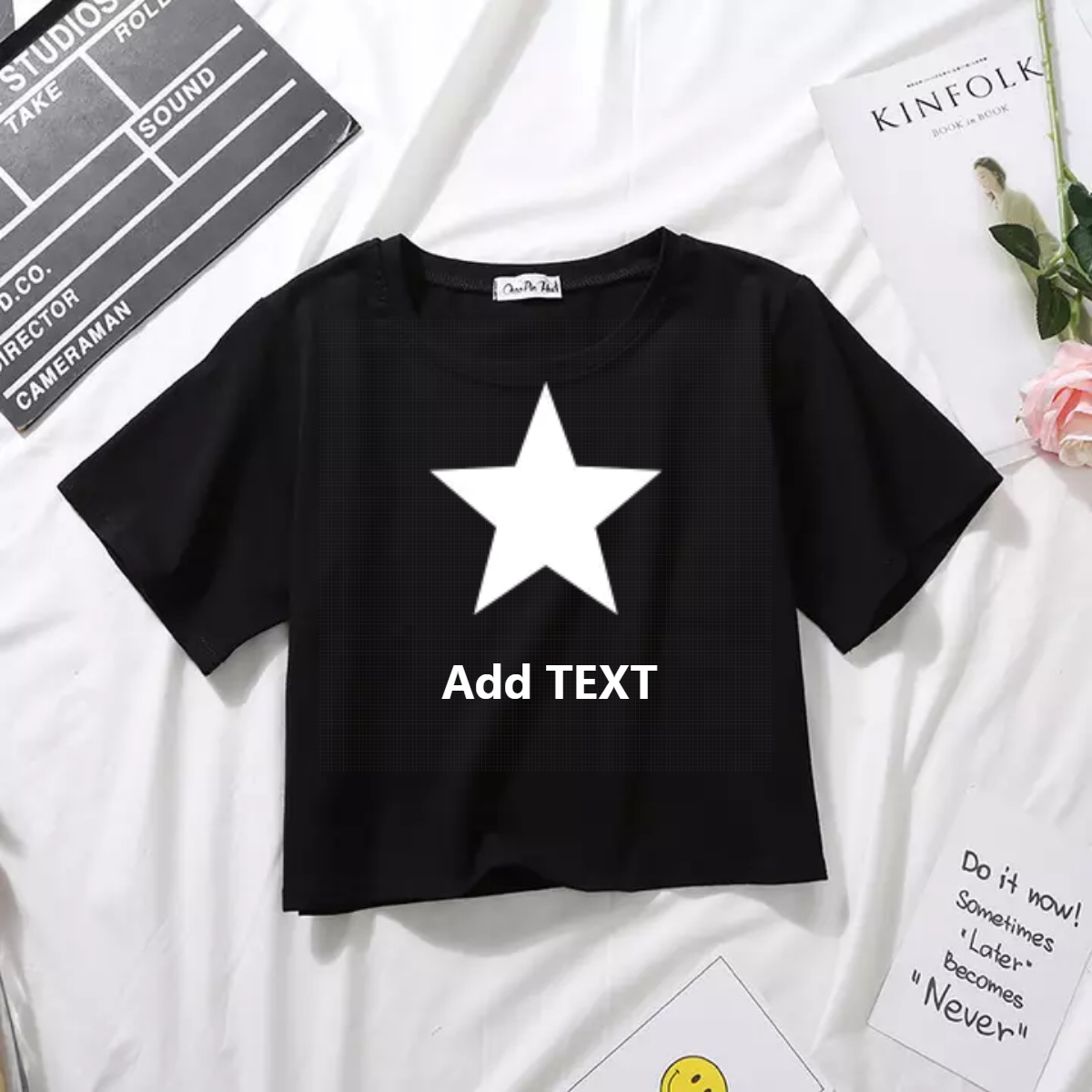 Women's Custom Logo Crop Tops, Promotional Cotton Crop T‑shirts - All Colors