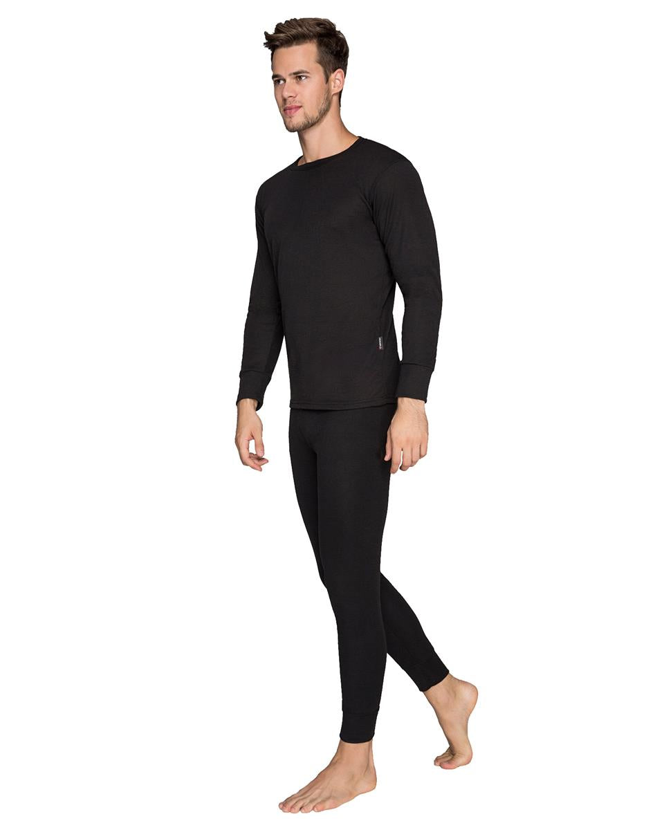 Wholesale Thermal Underwear Unisex Sets for Men & Women Thick Fleece Style - Black