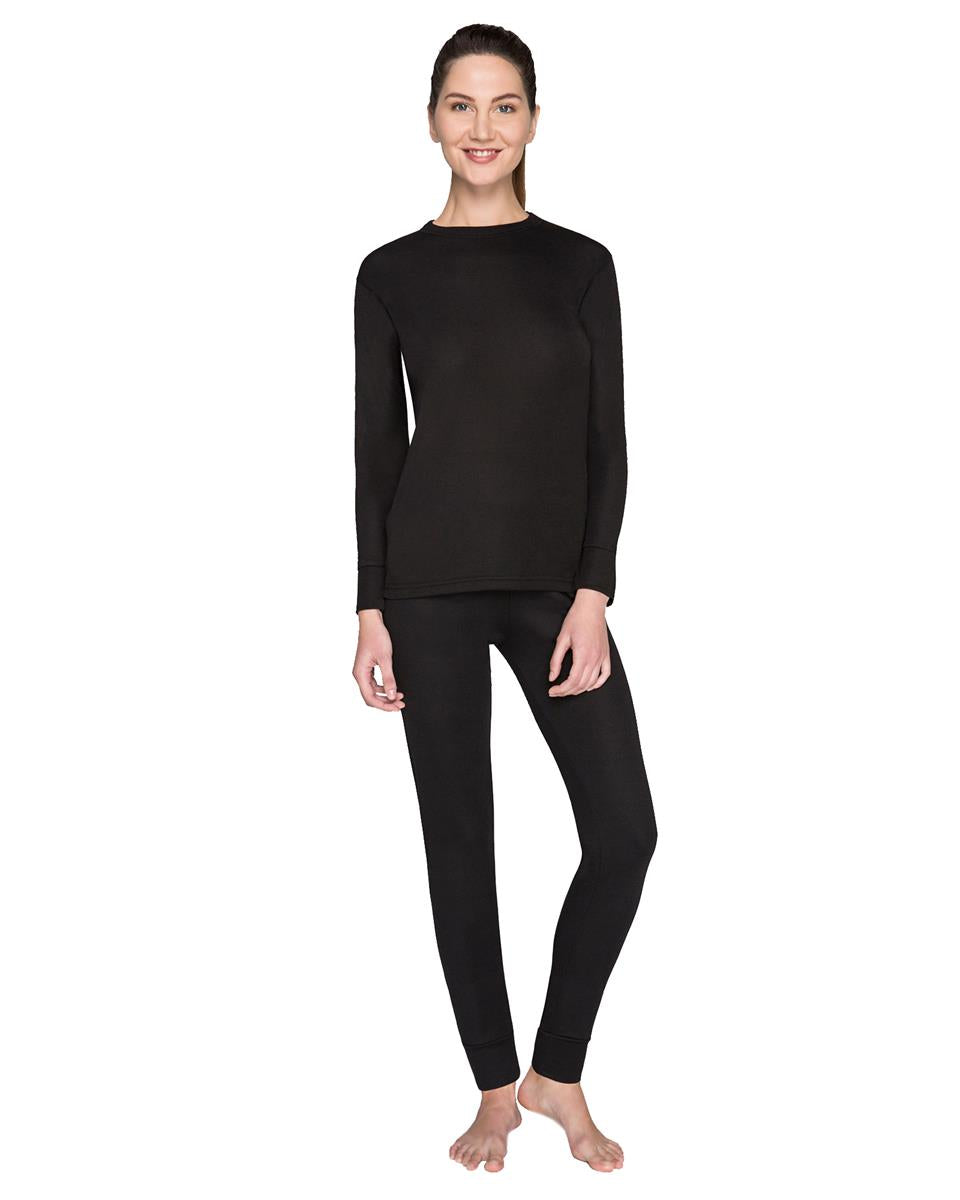 Wholesale Thermal Underwear Unisex Sets for Men & Women Thick Fleece Style - Black