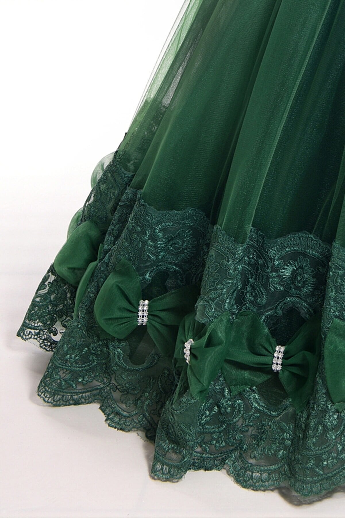 Bow and Pearl Body Guipure Party Dress For Birthday, Prom And Weddings