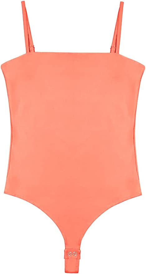 Wholesale Women's Adjustable Spaghetti Strap Square Neck Sleeveless Tank Thong Bodysuits Tops
