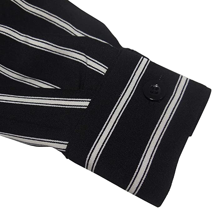 Wholesale Women's Long Sleeve V-Neck Stripes Casual Blouses Pocket Button Down Shirt Tops