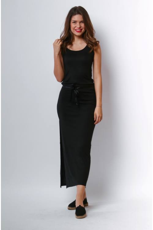 Drawstring Waist Jersey Maxi Dress