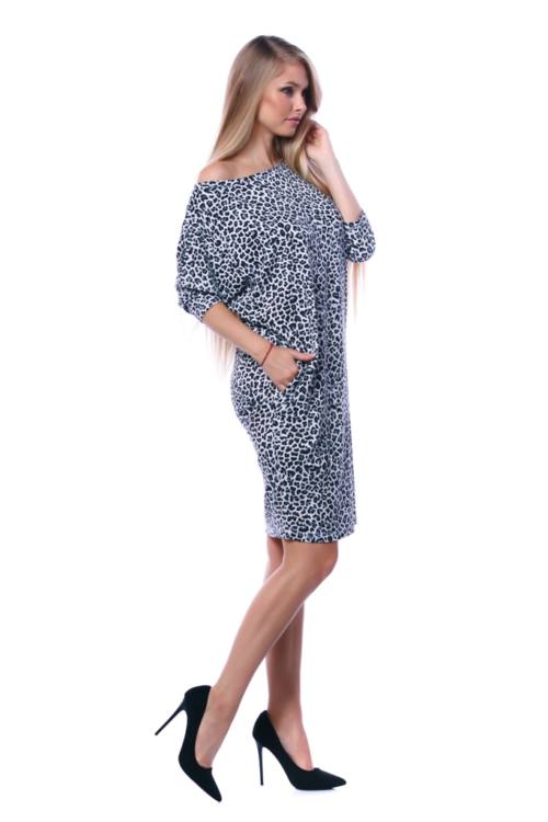 Loose Fit Side Pocket Animal Print Mini Dress