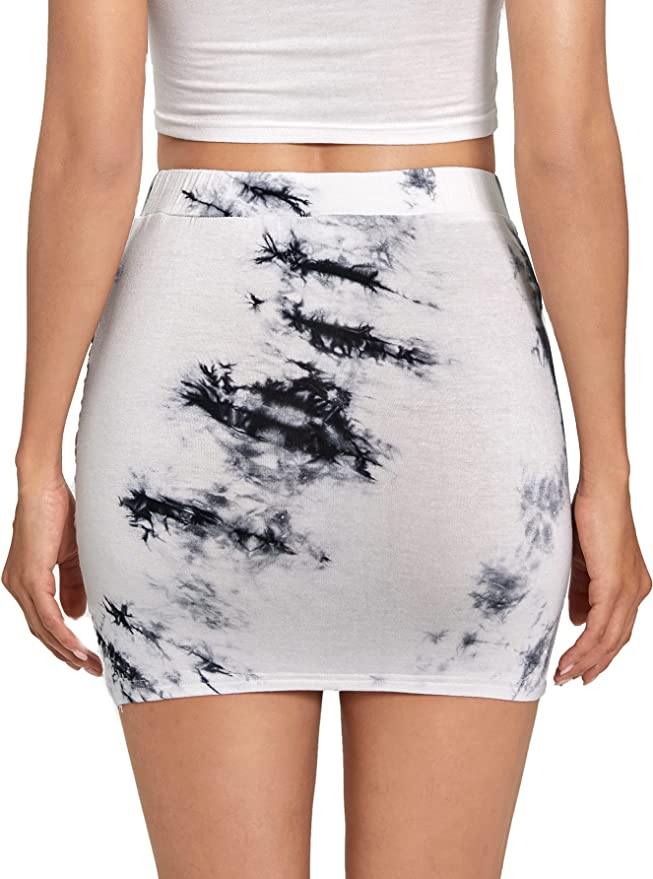 Wholesale Women's Elegant Ruched High Waist Bodycon Wrap Mini Skirt Tie Dye