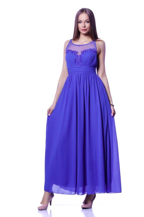 Embellished Tulle Panel Maxi Dress