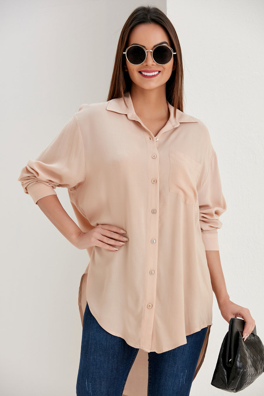Wholesale Women's Long Sleeve Summer Relax Shirt Tunic Tops Tee