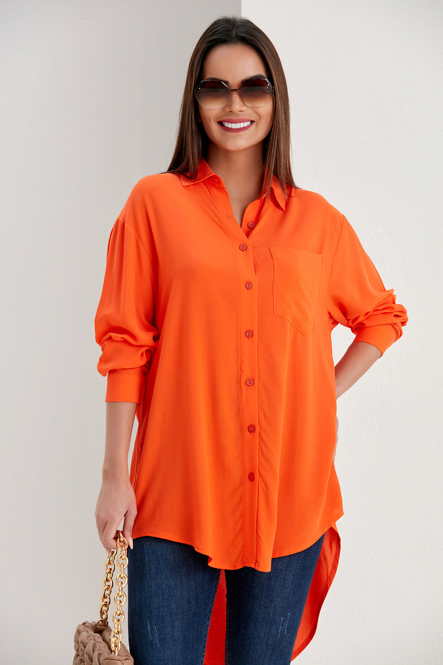 Wholesale Women's Long Sleeve Summer Relax Shirt Tunic Tops Tee