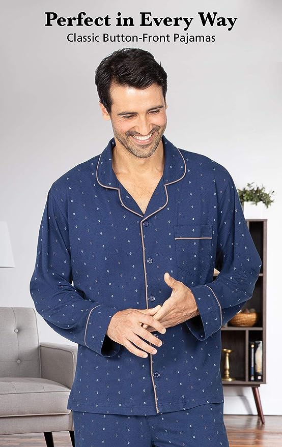 Wholesale Men's Pajama Sets 100% Cotton Men's Loungewear Sleepwear Sets