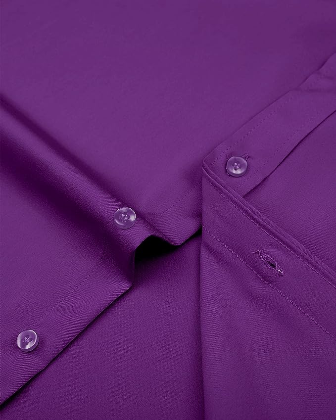 Men's Dress Shirts Wrinkle-Free Long Sleeve Stretch Solid Formal Business Button Down Shirt with Pocket Men's Dress Shirts Wrinkle-Free Long Sleeve Stretch Solid Formal Business Button Down Shirt with Pocket