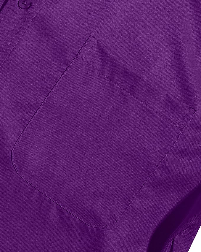 Men's Dress Shirts Wrinkle-Free Long Sleeve Stretch Solid Formal Business Button Down Shirt with Pocket - Dark Purple Men's Dress Shirts Wrinkle-Free Long Sleeve Stretch Solid Formal Business Button Down Shirt with Pocket - Dark Purple