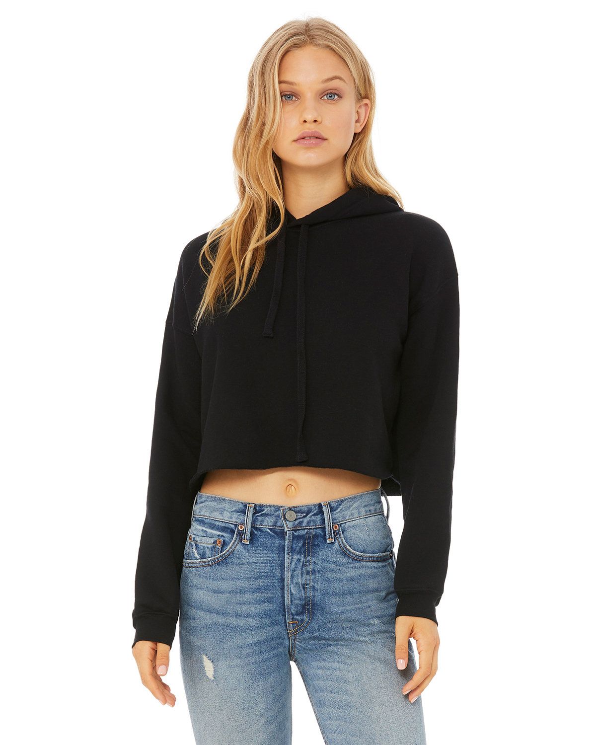 Wholesale Women's Cropped Fleece Long Sleeve Hoodie Fleece Sweatshirts