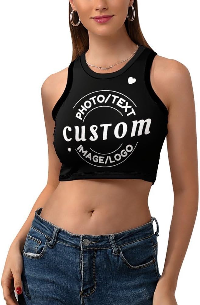 Women's Custom Crop Tops, Personalized Crop Bra, Promotional Tank Tops - All Colors