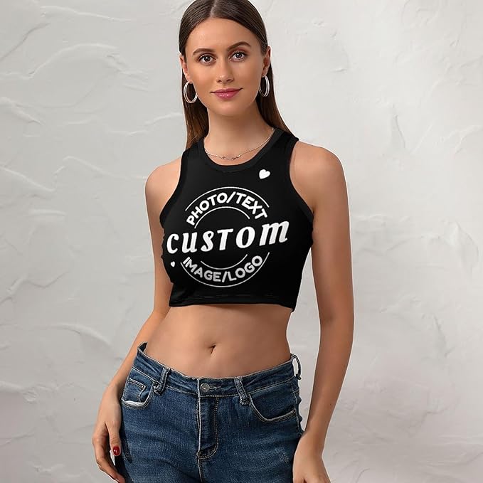 Women's Custom Crop Tops, Personalized Crop Bra, Promotional Tank Tops - All Colors