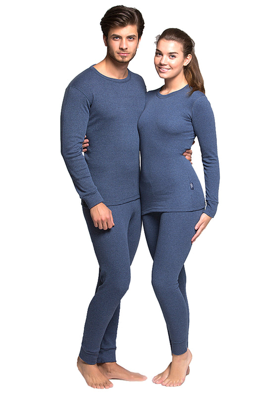 Wholesale Thermal Underwear Unisex Sets for Men & Women Soft Fleece Style - Navy