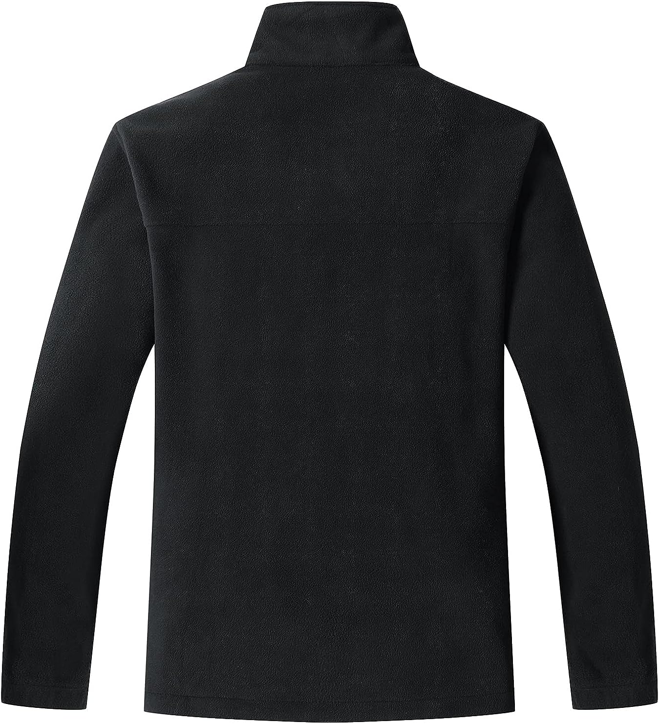 Wholesale Men's Full Zip Thermal Jackets With Pockets Soft Polar Fleece Coat - Black