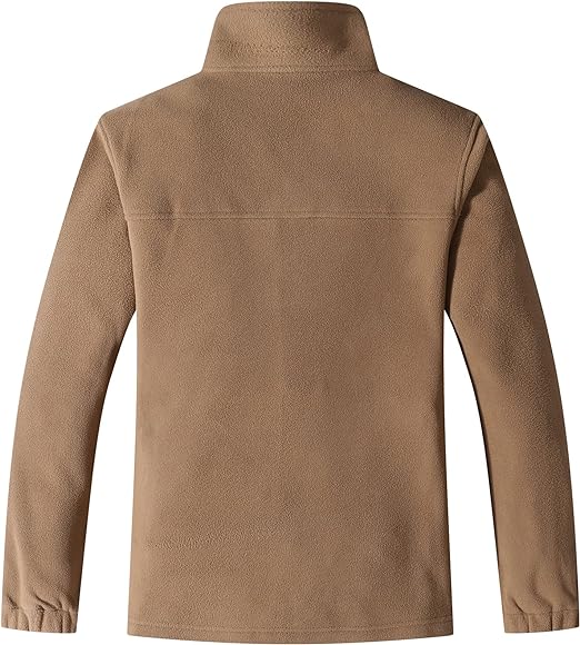 Wholesale Men's Full Zip Thermal Jackets With Pockets Soft Polar Fleece Coat - Brown