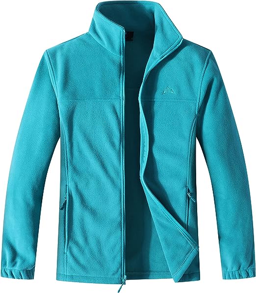 Wholesale Men's Full Zip Thermal Jackets With Pockets Soft Polar Fleece Coat - Cyan