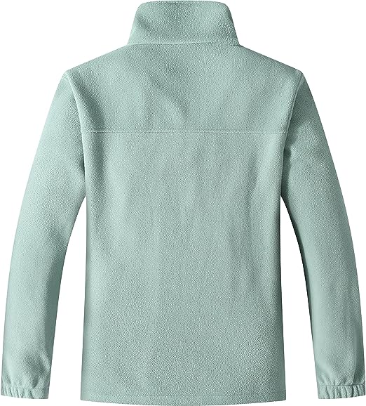 Wholesale Men's Full Zip Thermal Jackets With Pockets Soft Polar Fleece Coat - Green