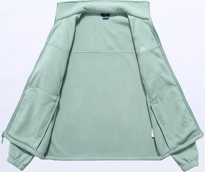 Wholesale Men's Full Zip Thermal Jackets With Pockets Soft Polar Fleece Coat - Green