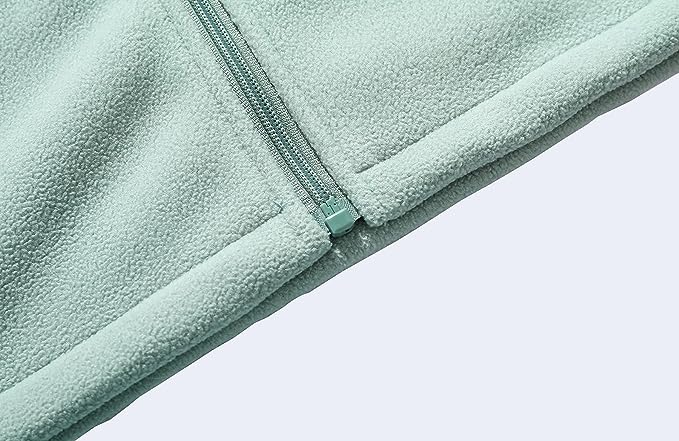 Wholesale Men's Full Zip Thermal Jackets With Pockets Soft Polar Fleece Coat - Green