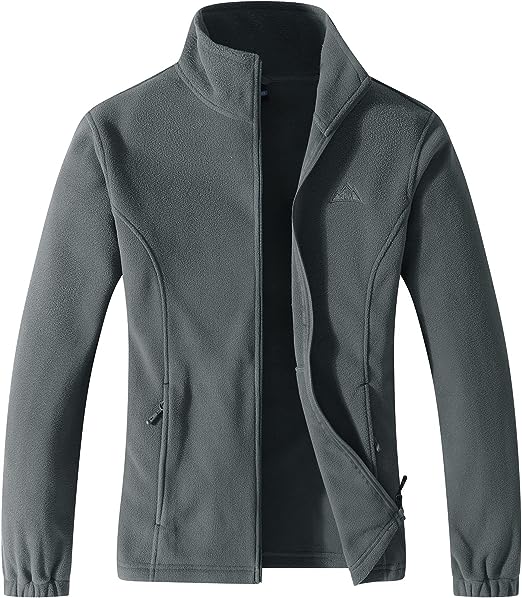 Wholesale Men's Full Zip Thermal Jackets With Pockets Soft Polar Fleece Coat - Grey