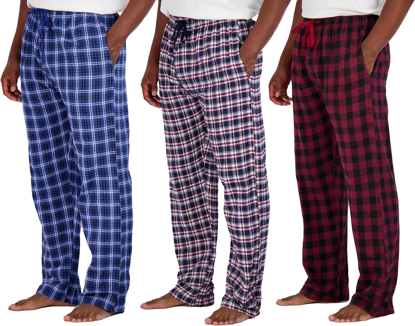 Wholesale Men's Pajama Pants, Knit Cotton Flannel Plaid Lounge Bottoms - All Styles