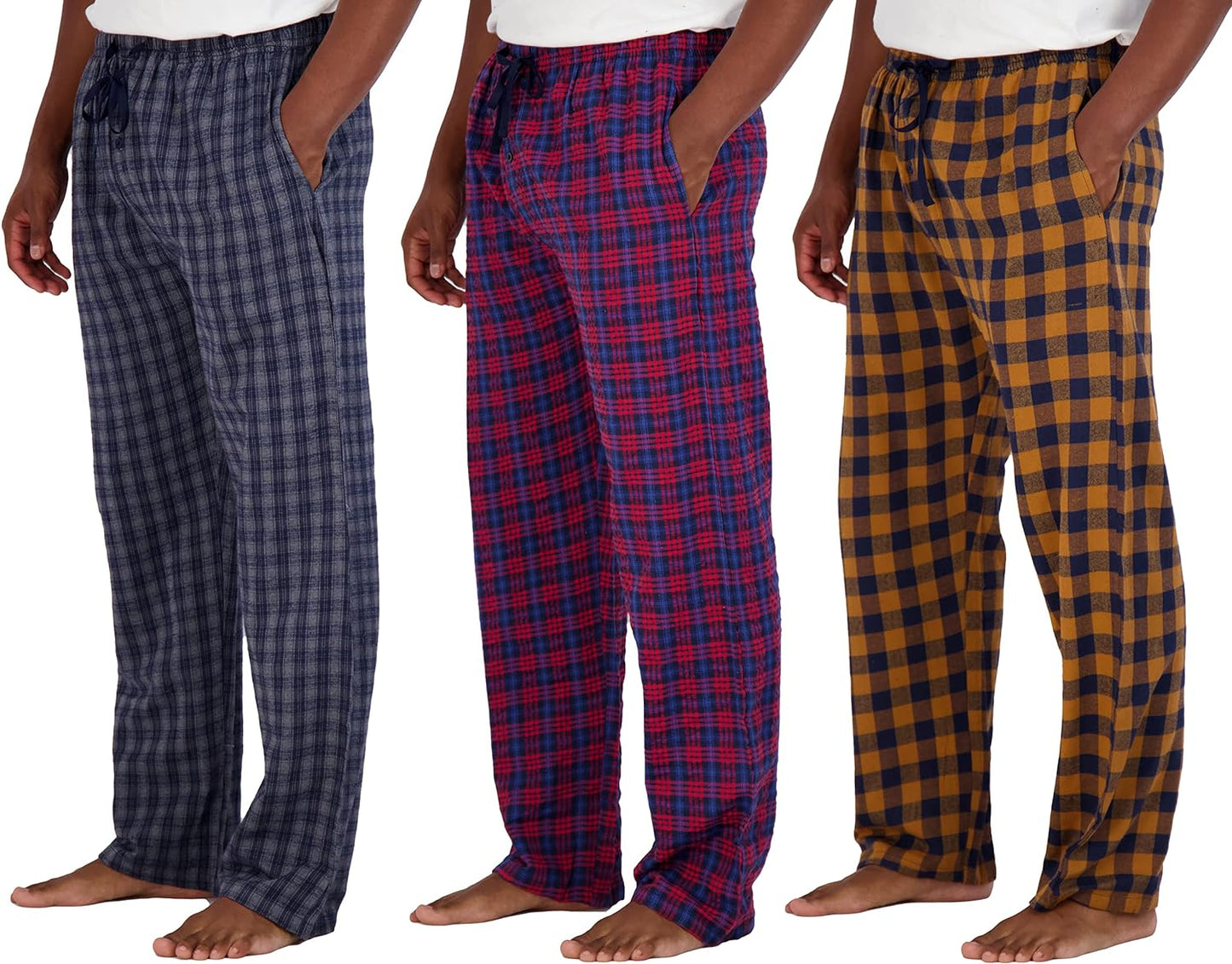 Wholesale Men's Pajama Pants, Knit Cotton Flannel Plaid Lounge Bottoms - All Styles