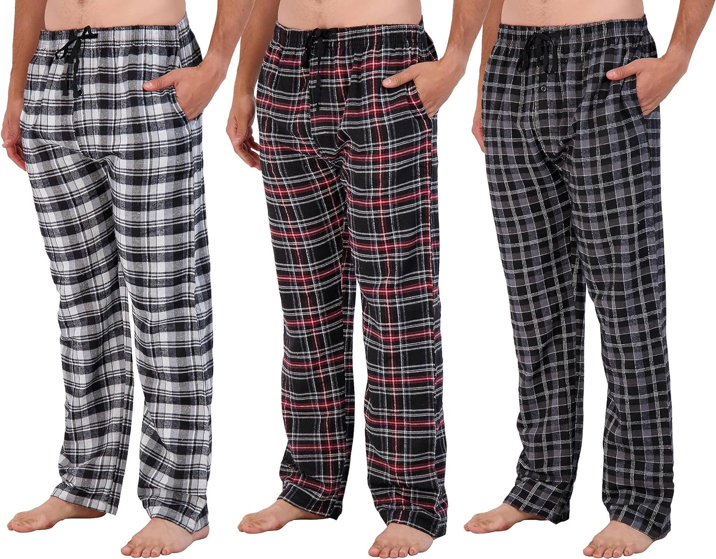 Wholesale Men's Pajama Pants, Knit Cotton Flannel Plaid Lounge Bottoms - All Styles