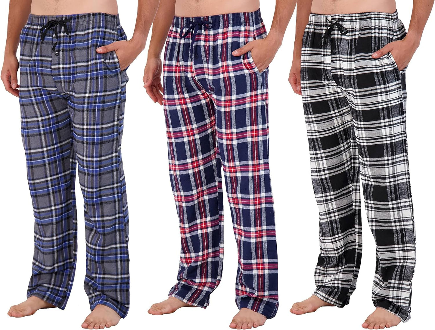 Wholesale Men's Pajama Pants, Knit Cotton Flannel Plaid Lounge Bottoms - All Styles