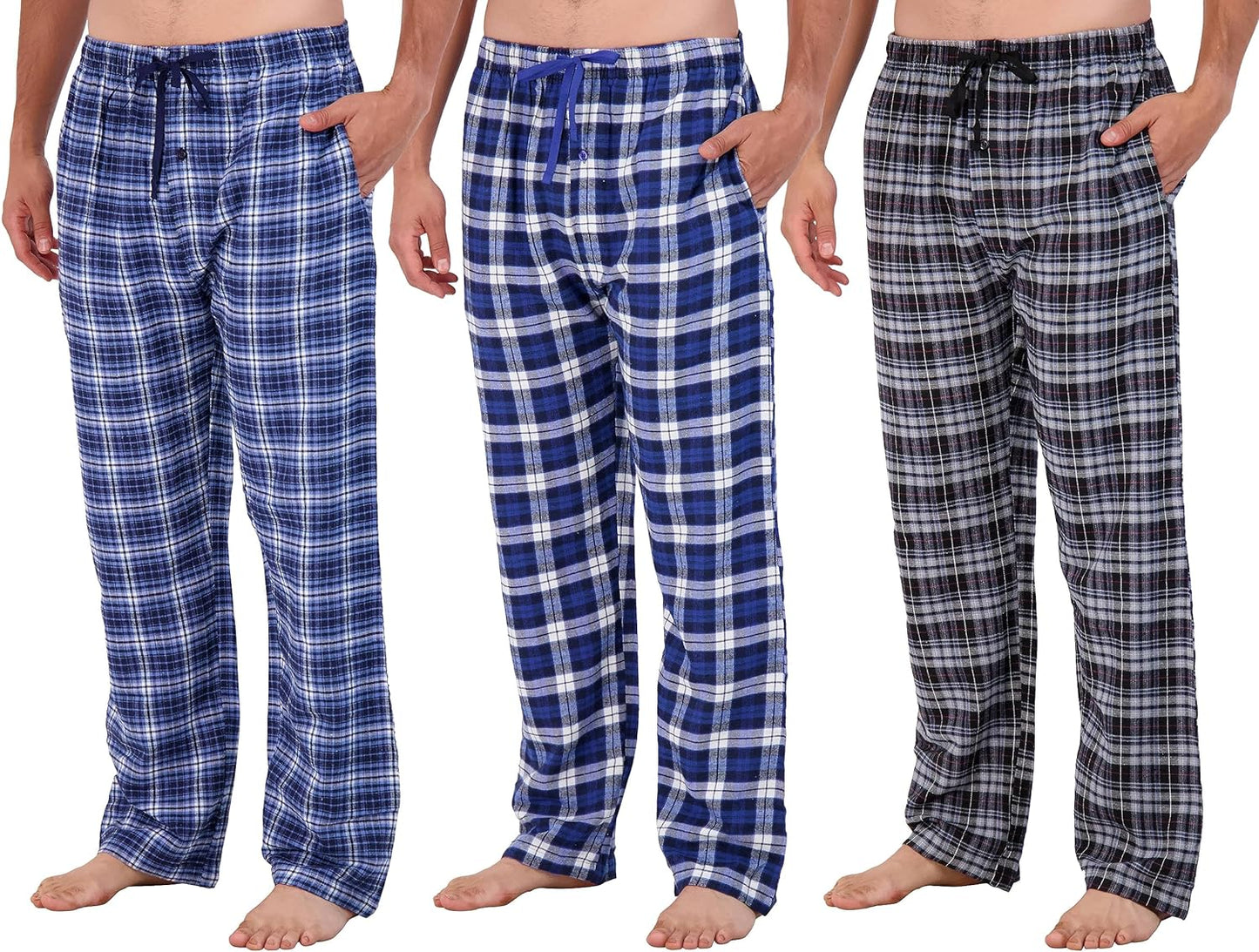 Wholesale Men's Pajama Pants, Knit Cotton Flannel Plaid Lounge Bottoms - All Styles