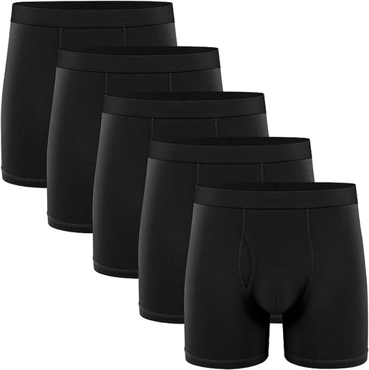 Men's Soft Cotton Open Fly Underwear Men's Boxer Briefs Underwear Solid Style - All Colors
