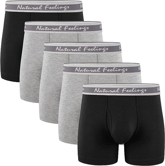 Men's Soft Cotton Open Fly Underwear Men's Boxer Briefs Underwear Cursive Style - Mix Colors