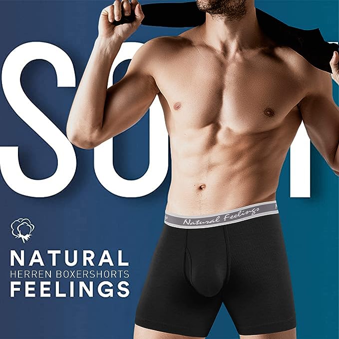 Men's Soft Cotton Open Fly Underwear Men's Boxer Briefs Underwear Cursive Style - Mix Colors