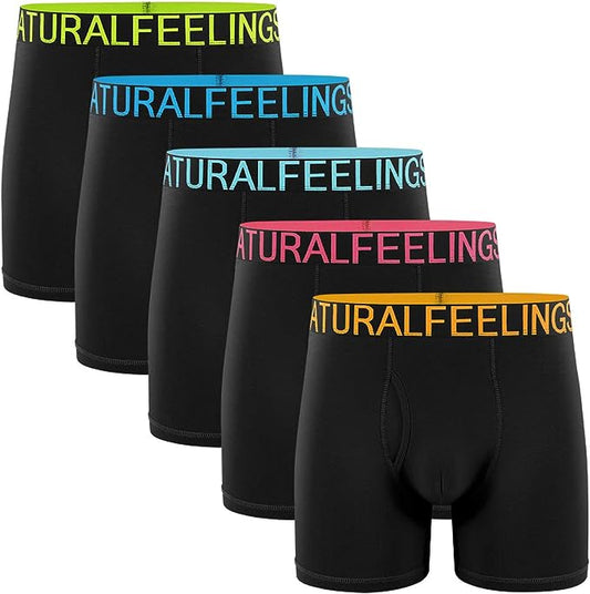 Men's Soft Cotton Open Fly Underwear Men's Boxer Briefs Underwear Belt Style - Mix Colors
