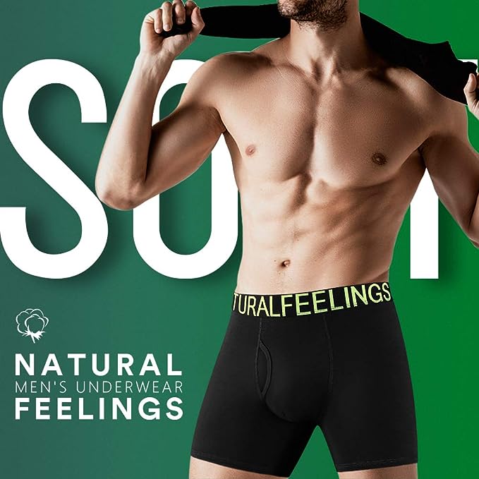 Men's Soft Cotton Open Fly Underwear Men's Boxer Briefs Underwear Belt Style - Mix Colors
