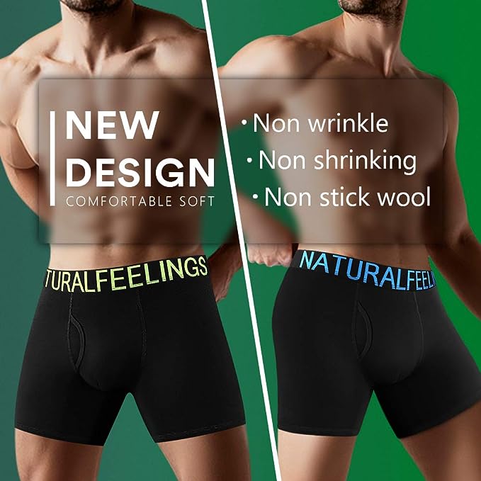 Men's Soft Cotton Open Fly Underwear Men's Boxer Briefs Underwear Belt Style - Mix Colors
