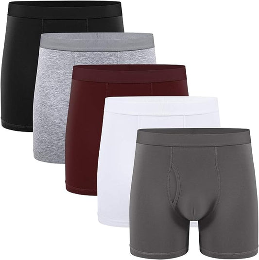 Men's Soft Cotton Open Fly Underwear Men's Boxer Briefs Underwear Solid Style - Mix Colors