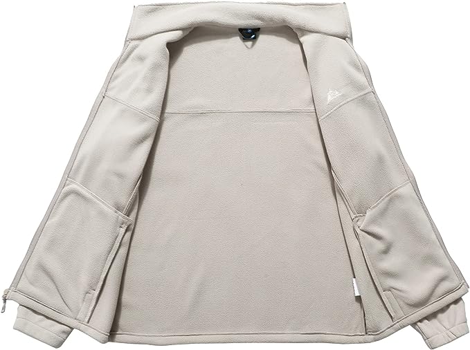 Wholesale Men's Full Zip Thermal Jackets With Pockets Soft Polar Fleece Coat - White