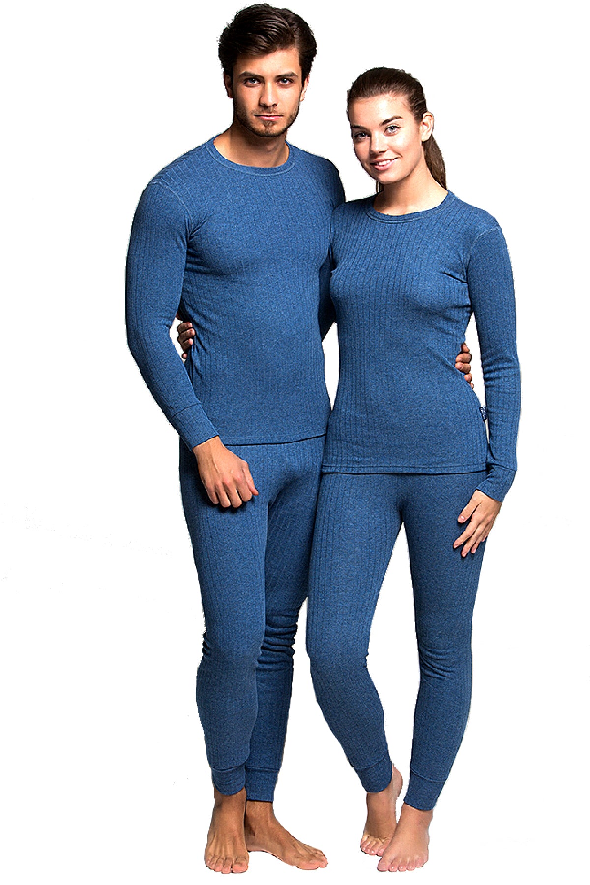 Wholesale Thermal Underwear Unisex Sets for Men & Women Soft Fleece Style - Blue