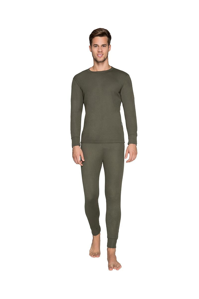 Wholesale Thermal Underwear Unisex Sets for Men & Women Thick Fleece Style - Army Green