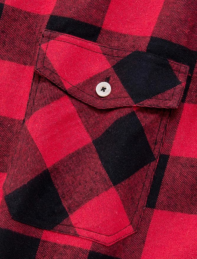 Men's Button Down Regular Fit Long Sleeve Plaid Flannel Casual Shirts Black/Red