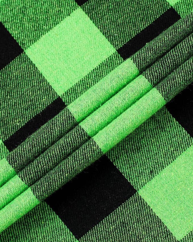 Men's Button Down Regular Fit Long Sleeve Plaid Flannel Casual Shirts Black/Green