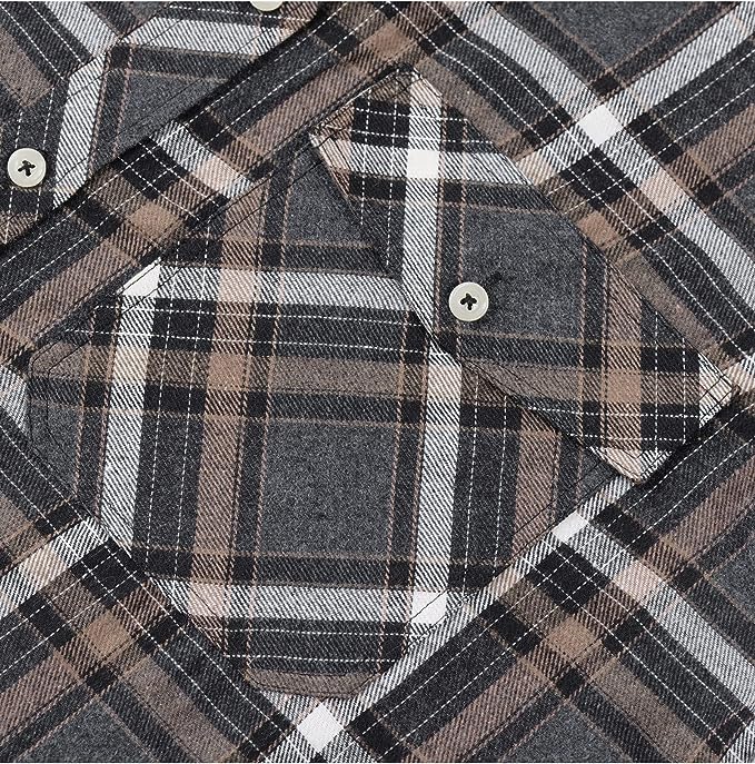 Men's Button Down Regular Fit Long Sleeve Plaid Flannel Casual Shirts Black/Orange/White