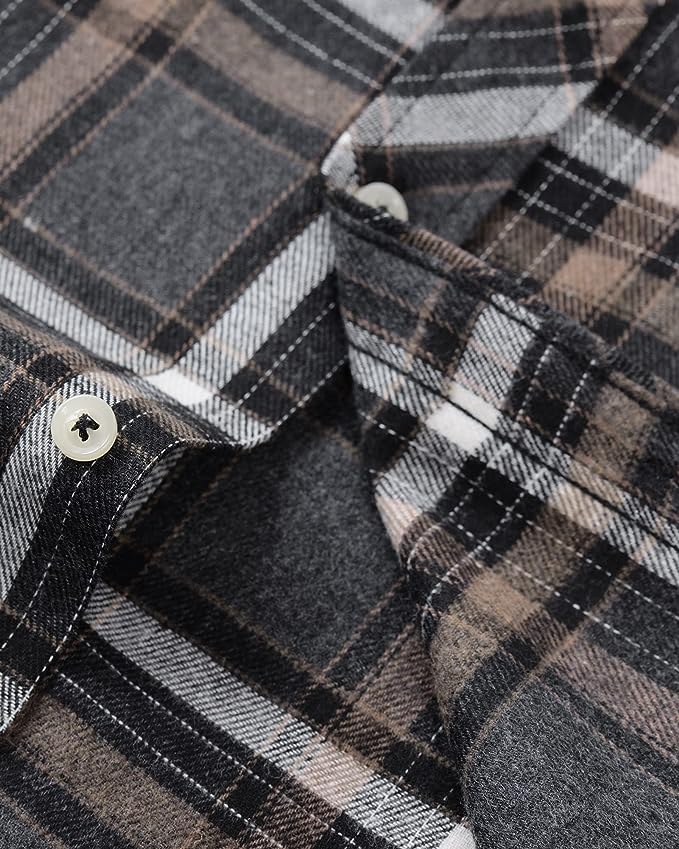 Men's Button Down Regular Fit Long Sleeve Plaid Flannel Casual Shirts Black/Orange/White