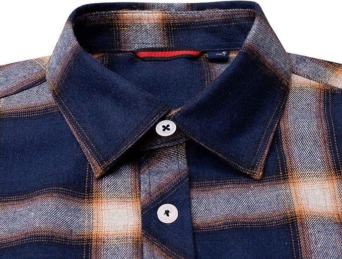 Men's Button Down Regular Fit Long Sleeve Plaid Flannel Casual Shirts Blue/Grey